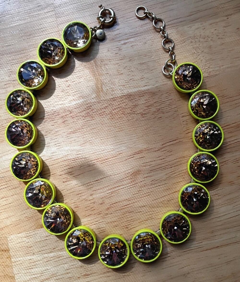 J. Crew Jumbo Neon Yellow Brulee Necklace Rare EUC